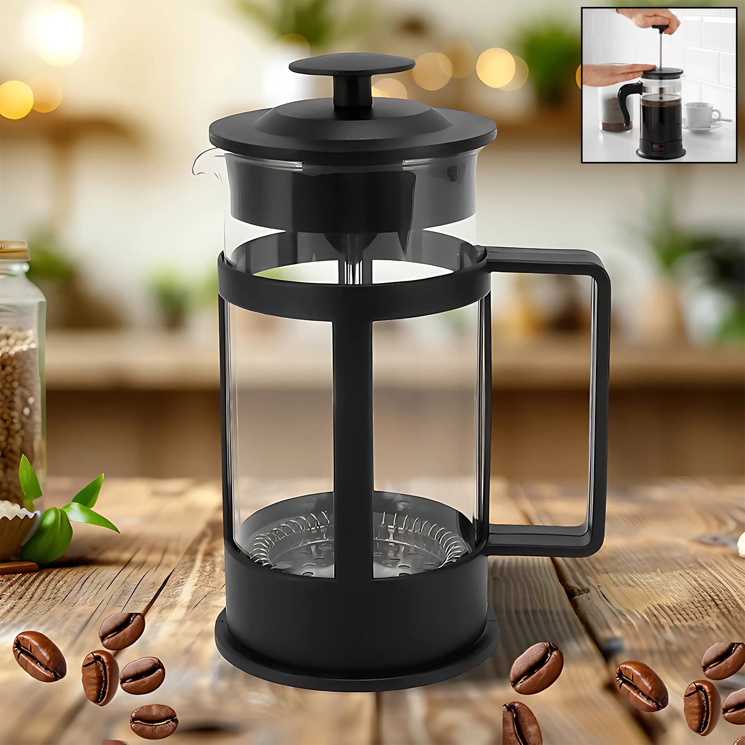 Coffee and Tea maker, Coffee Maker Glass Stainless Steel Coffee Press Glass Teapot for Camping Travel Gifts kitchen tools (Approx 350ml) Coffee and Tea maker, Coffee Maker Glass Stainless Steel Coffee Press Glass Teapot for Camping Travel Gifts kitchen tools (Approx 350ml)